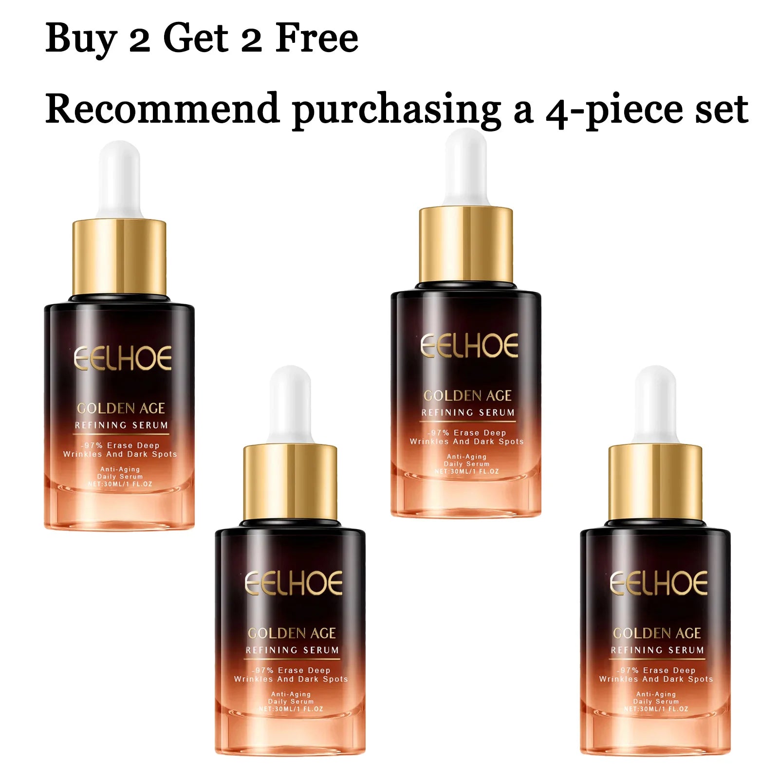 30ML Refining Face Serum Deep Moisturizing Fade Fine Lines Enhance Skin Elasticity Improve Firmness Rejuvenation Facial Serum Oasis Select 4 pcs United States