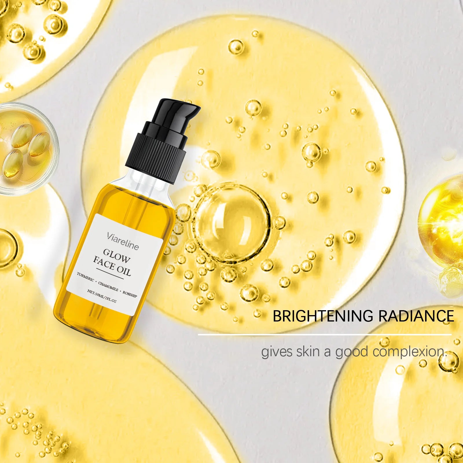 59ML Glowing Face Oil Gentle Moisturizing Improve Skin Texture Enhance Elasticity Nourishing Reduce Dullness Facial Serum Oasis Select
