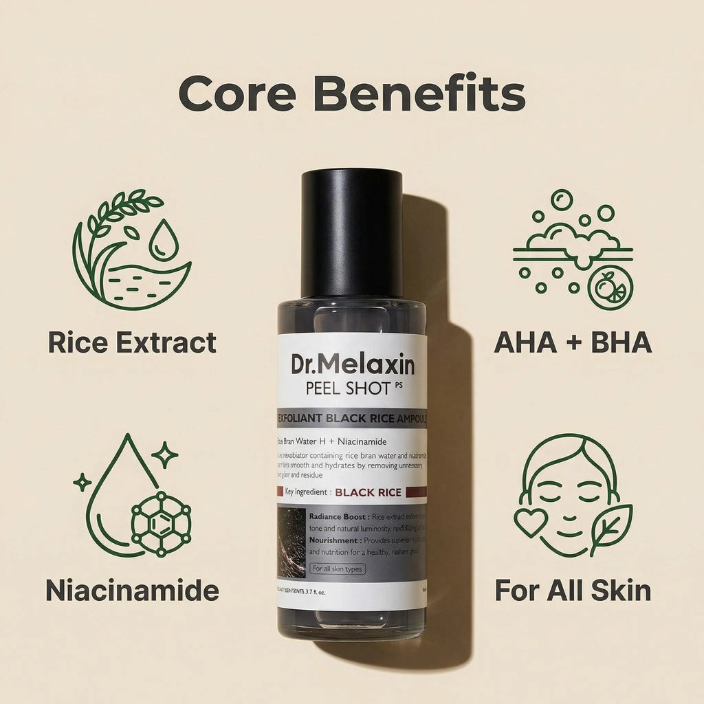 Black Rice Exfoliating Ampoule 80ml – AHA BHA & Niacinamide Exfoliating Face Serum Oasis Select