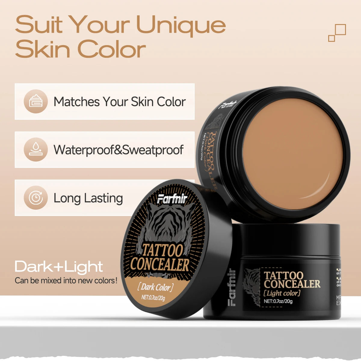 Tattoo concealer cream, waterproof and sweatproof, natural and skin-friendly, available in two colors for you to choose from. Oasis Select