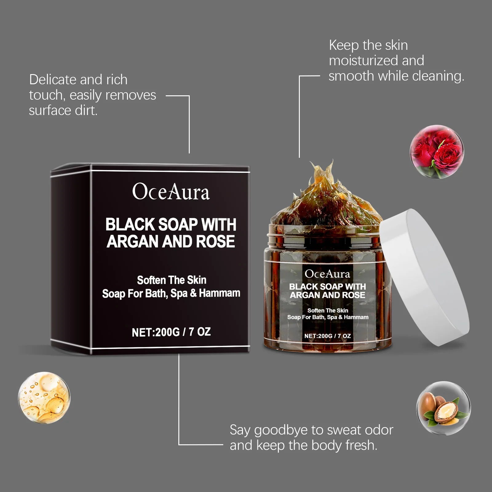 Oceaura Body Bathing Soap Remove Sweaty Odors Daily Cleaning Dirts Moisturizing Skin Lasting Fragrance No Tight Black Body Soap Oasis Select