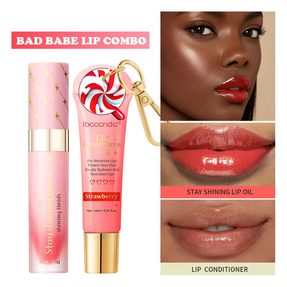 ibcccndc Tinted Lip Oil & Conditioner Duo | Glossy Plumper Set Tinted Lip Oil Set Oasis Select