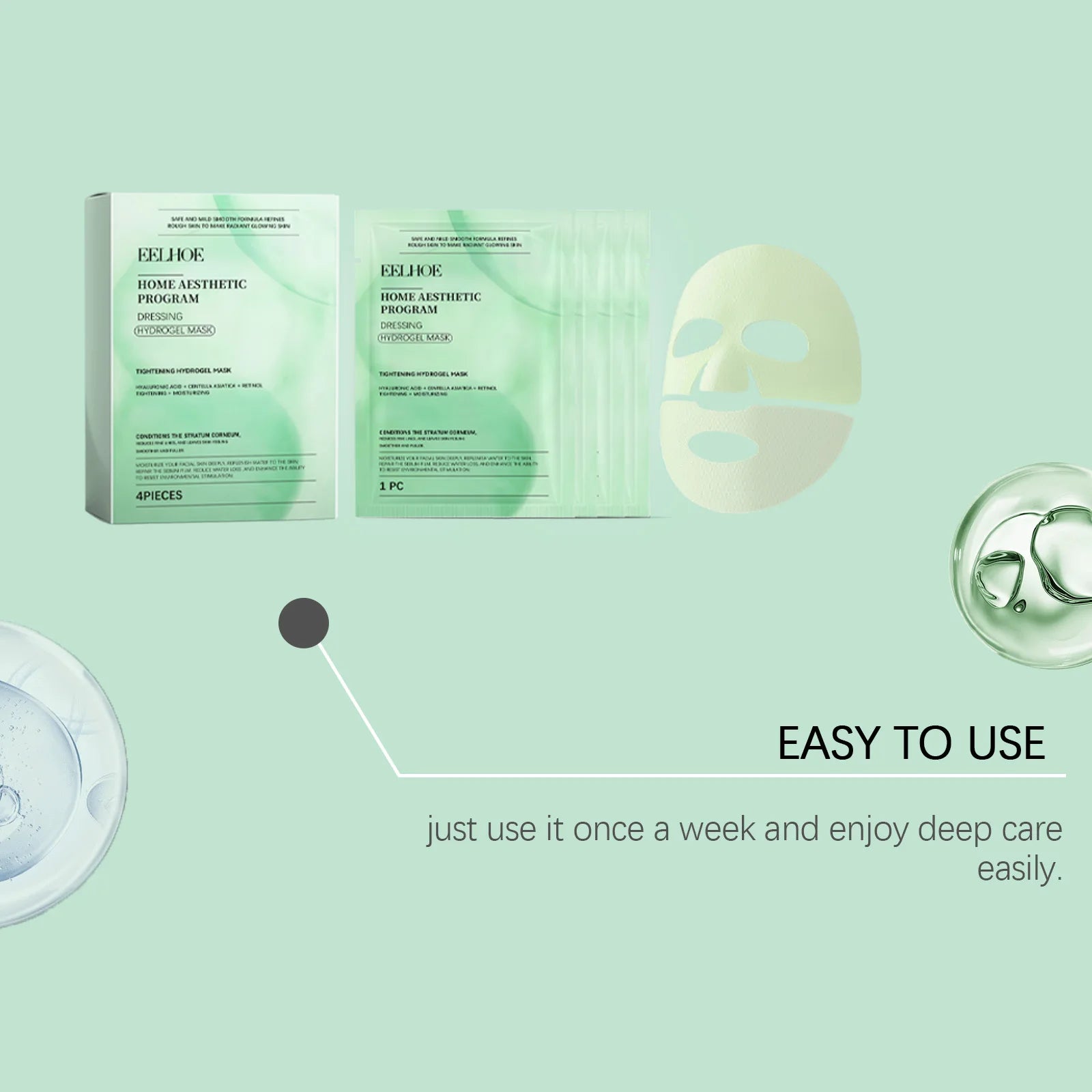 4PCS Retinol Face Mask Deep Moisturizing & Nourishing Pores Enhance Smoothness Glowing Soothing Redness Enhance Skin Elasticity Facial Mask Oasis Select