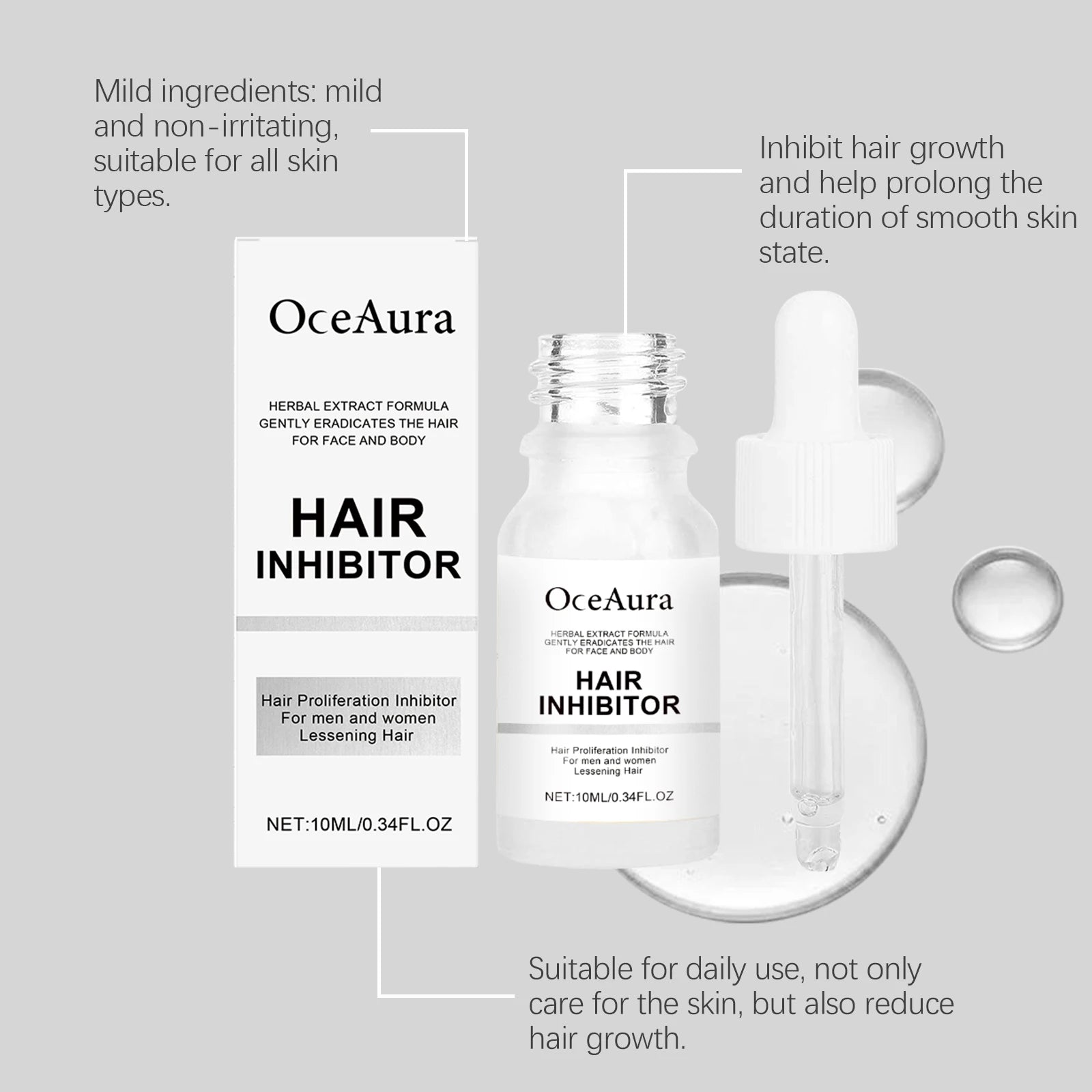 OceAura Hair Removal Serum – Gentle, Moisturizing, 10ml Hair Removal Serum Oasis Select
