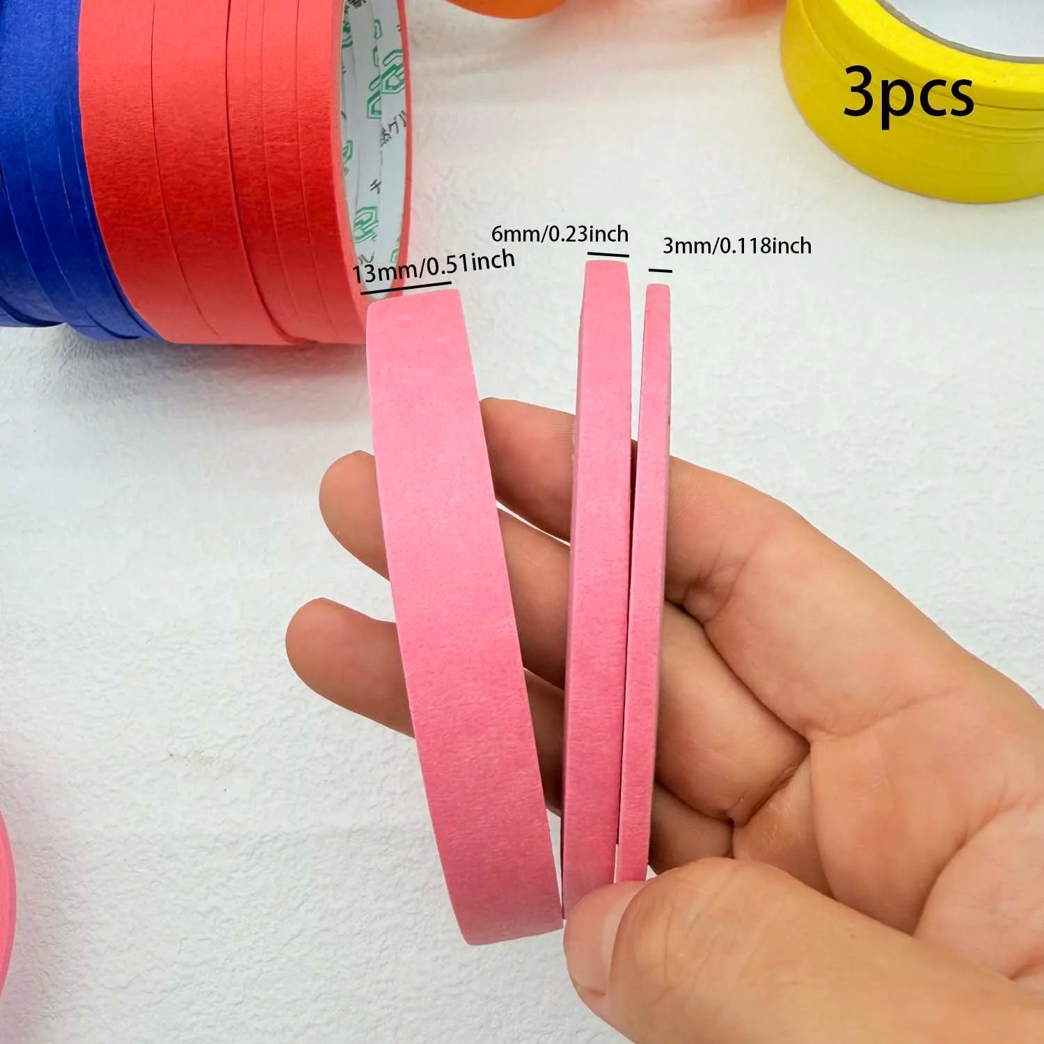 3/6 Rolls 3size Colorful Paper Masking Painters Tapes Painting Labeling Arts Crafts,Removal for Crafts, Labeling,DIY Decorative Oasis Select Pink 3pcs