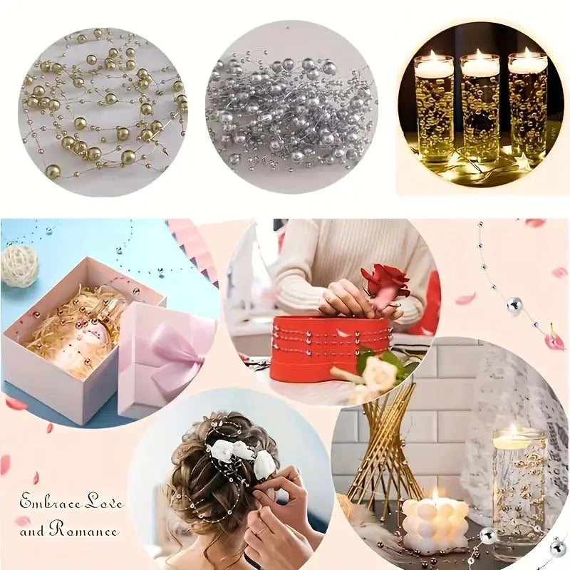 5pcs/Pack Filled Pearl String Beaded Chain Elegant Wedding Valentine's Day Table Decoration, Imitation Pearl Filling Floating
