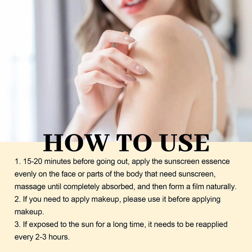 50ML Sunscreen Serum Deep Moisturizing Glowing Skin Enhance Smoothness Prevent Sunburn Non-greasy Prevent Sunburn Repairing Damaged Sunblock Facial Serum Oasis Select