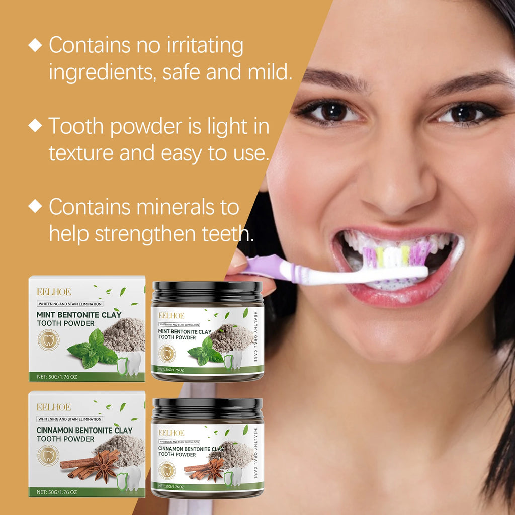 Natural Bentonite Clay Teeth Powder Cleaning Yellow Stains Promote Oral Health Remove Food Residues Refreshing Teeth Care Powder Oasis Select