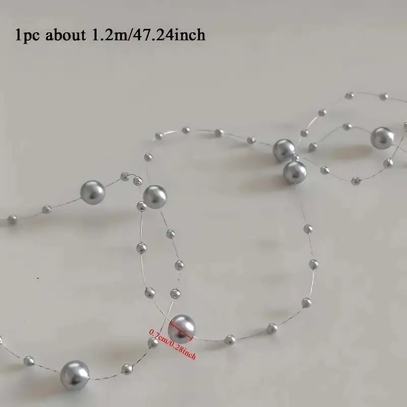 5pcs/Pack Filled Pearl String Beaded Chain Elegant Wedding Valentine's Day Table Decoration, Imitation Pearl Filling Floating