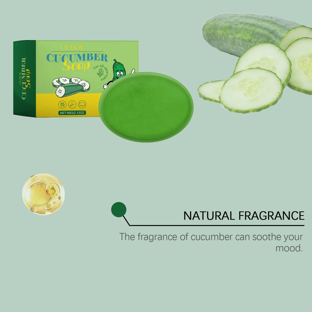 60G Cucumber Bathing Soap Deep Cleaning Pores Oil Control Refreshing Moisturizing Non-tight Enhance Smoothness Bathing Body Soap Oasis Select