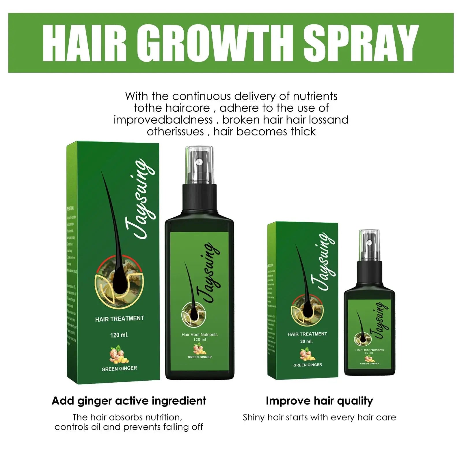 Jaysuing Ginger Hair Growth Spray – Anti Hair Loss Serum Hair Growth Serum Oasis Select