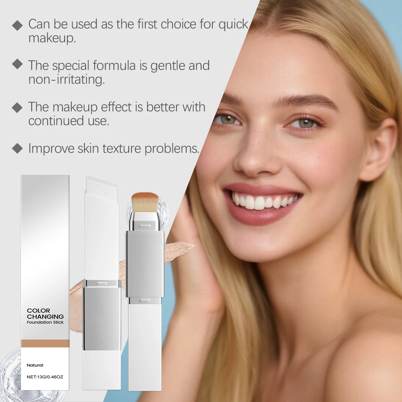Color-changing 2-in-1 Makeup Foundation Stick Moisturizing Lightweight Brighten Matte Base Makeup Foundation Concealer Makeup Oasis Select