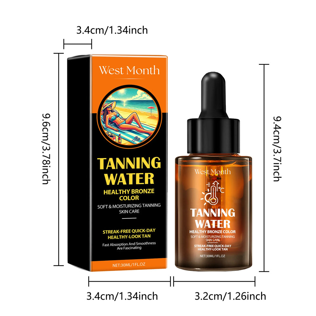 30ml Body Tanning Serum Summer Outdoor Moisturizing Sunless Tanning Enhance Health Gloss Smoothing Natural Bronze Wheated Non-sticky Tanning Serum Oasis Select
