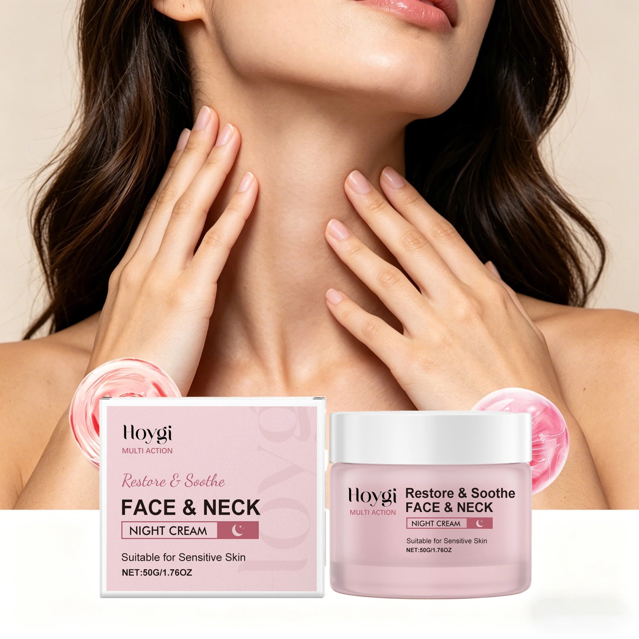 50G Face & Neck Cream Deep Nourishing Enhance Smoothness Firming Improve Skin Elasticity Hydrating Glowing Neck Care Lotion Oasis Select