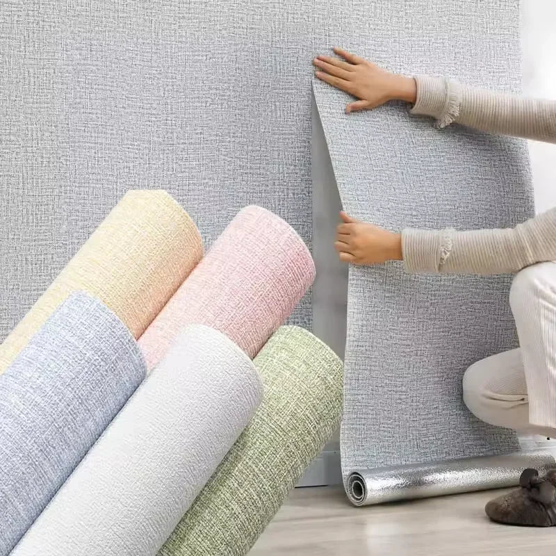 50cm Wide Self-Adhesive PVC 3D Linen Foam Solid Color Thickened Waterproof Background Wall Decoration Wallpaper/Wall Sticker. Oasis Select