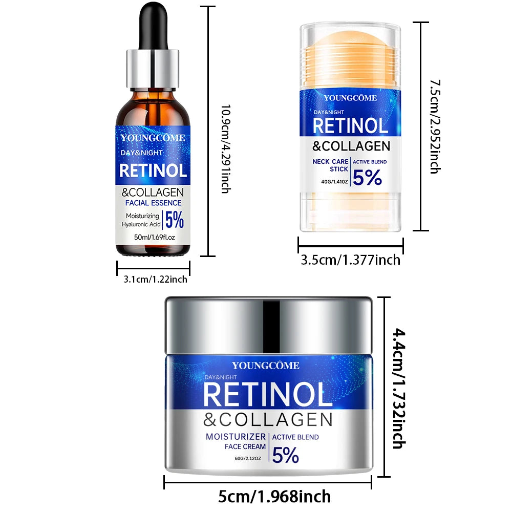 Retinol Wrinkle Remover Facial Serum Set Instant Firming Lift Anti-Aging Cream Fade Fine Lines Whitening Moisturizing Skin Care Oasis Select Retinol set
