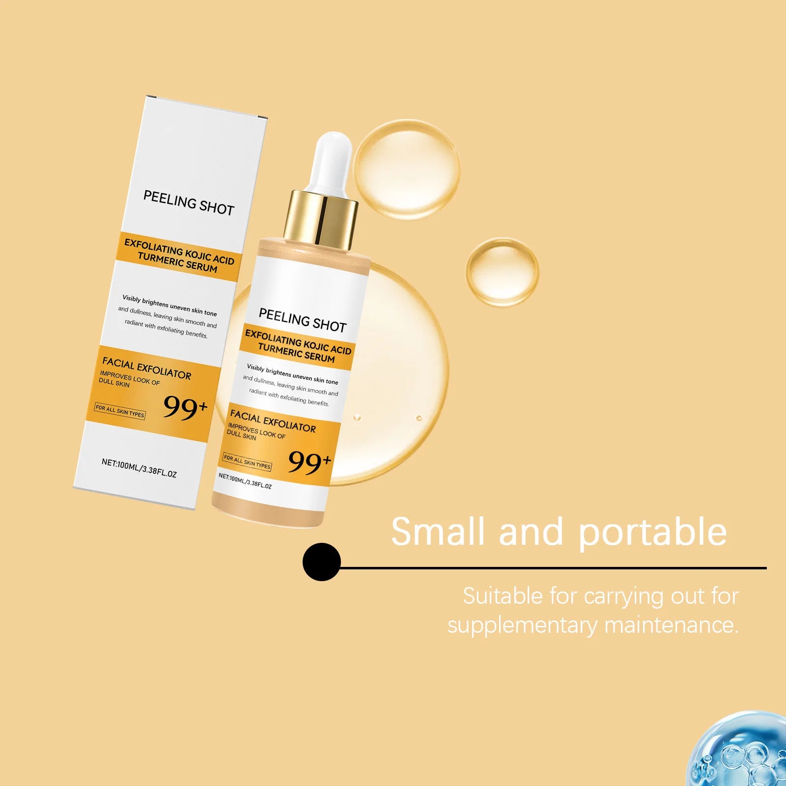 100ML Turmeric Kojic Acid Face Serum Gentle Moisturizing Nourishing Improve Skin Texture Refreshing Non-sticky Smooth Face Serum Oasis Select
