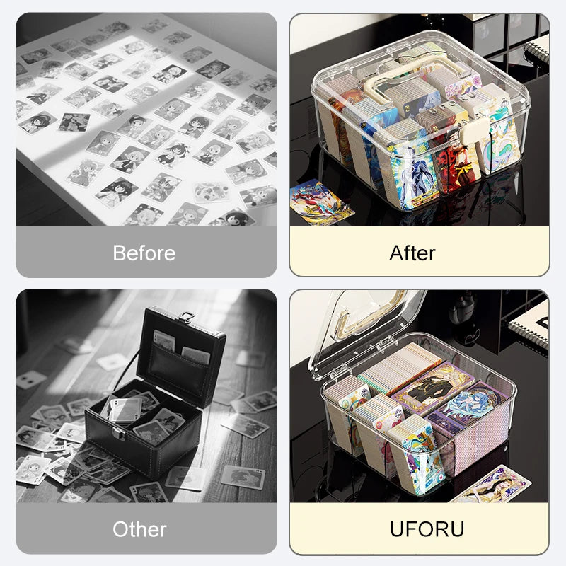 Card organizer, large-capacity multi-tier storage box with lid, stylish transparent design, perfect for storing all kinds of ite Oasis Select