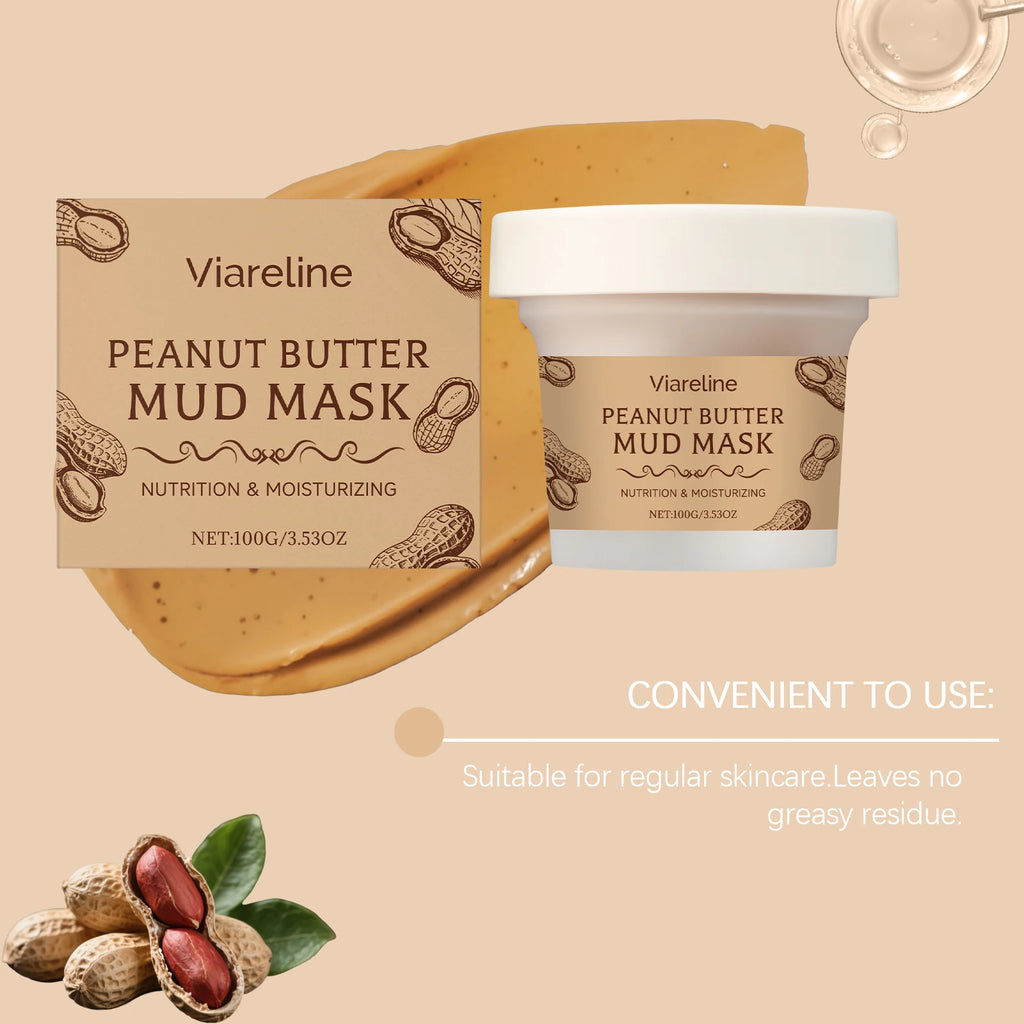 100G Peanut Butter Face Clay Mask Cleaning Pore Dirts Enhance Smoothness Reduce Dryness Improve Skin Texture Facial Mud Mask Oasis Select