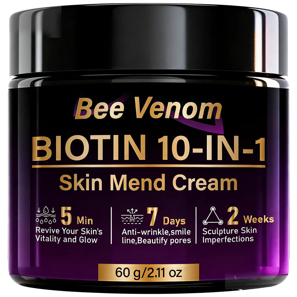 Bee Venom Biotin 10-in-1 Skin Mend Cream, Anti-Wrinkle & Anti-Aging, Fast Revitalizing & Firming, 5 Min Glow Oasis Select black 60g