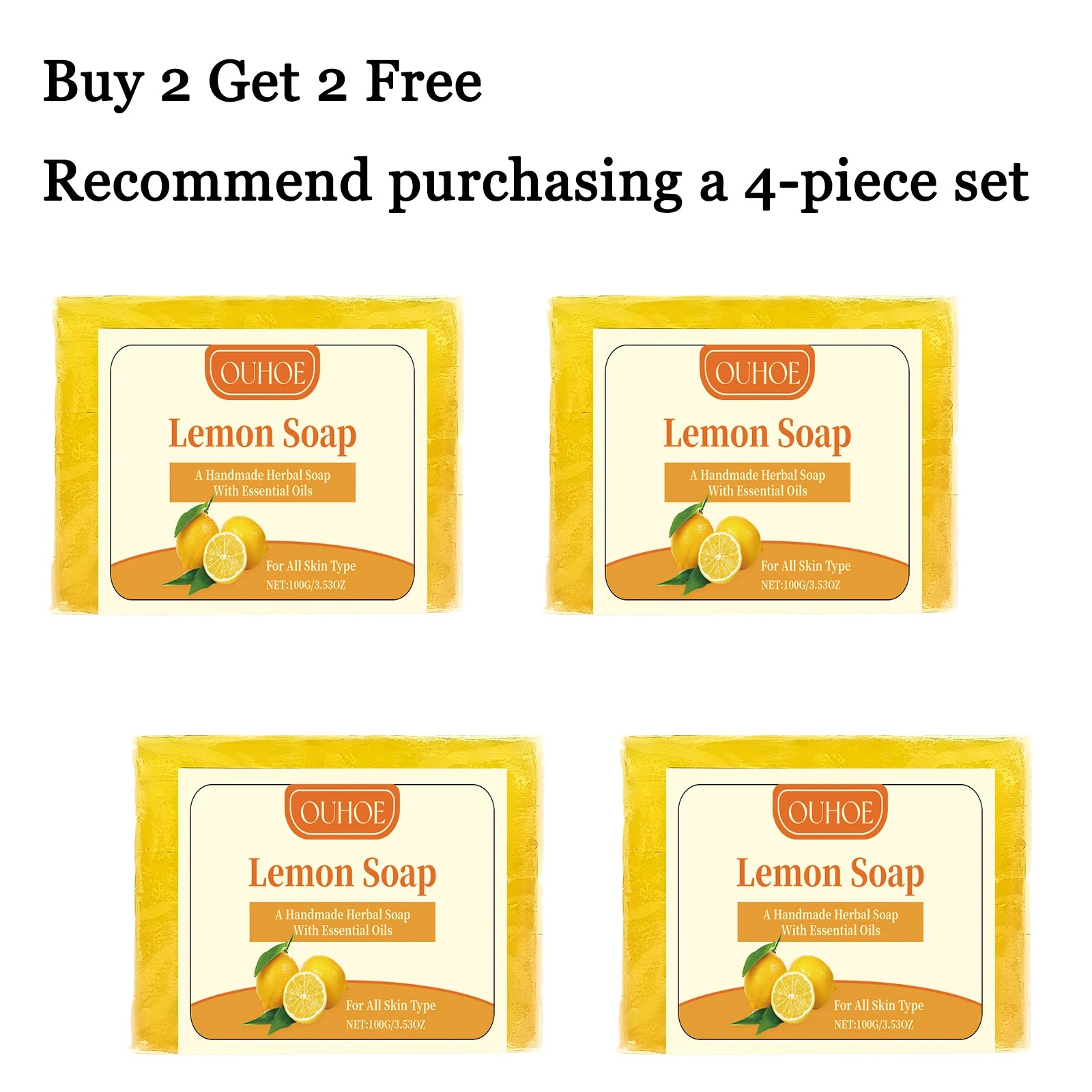 100G Lemon Scent Body Soap Oil Control Refreshing Moisturizing Skin Cleaning Pores Brightening Natural Body Washing Soap Oasis Select 4 pcs United States