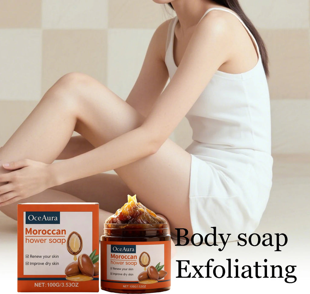 100G Moroccan Bathing Soap Gentle Cleaning Pore Deep Moisturizing Reduce Roughness Enhance Smoothness Softening Body Soap Cream Oasis Select