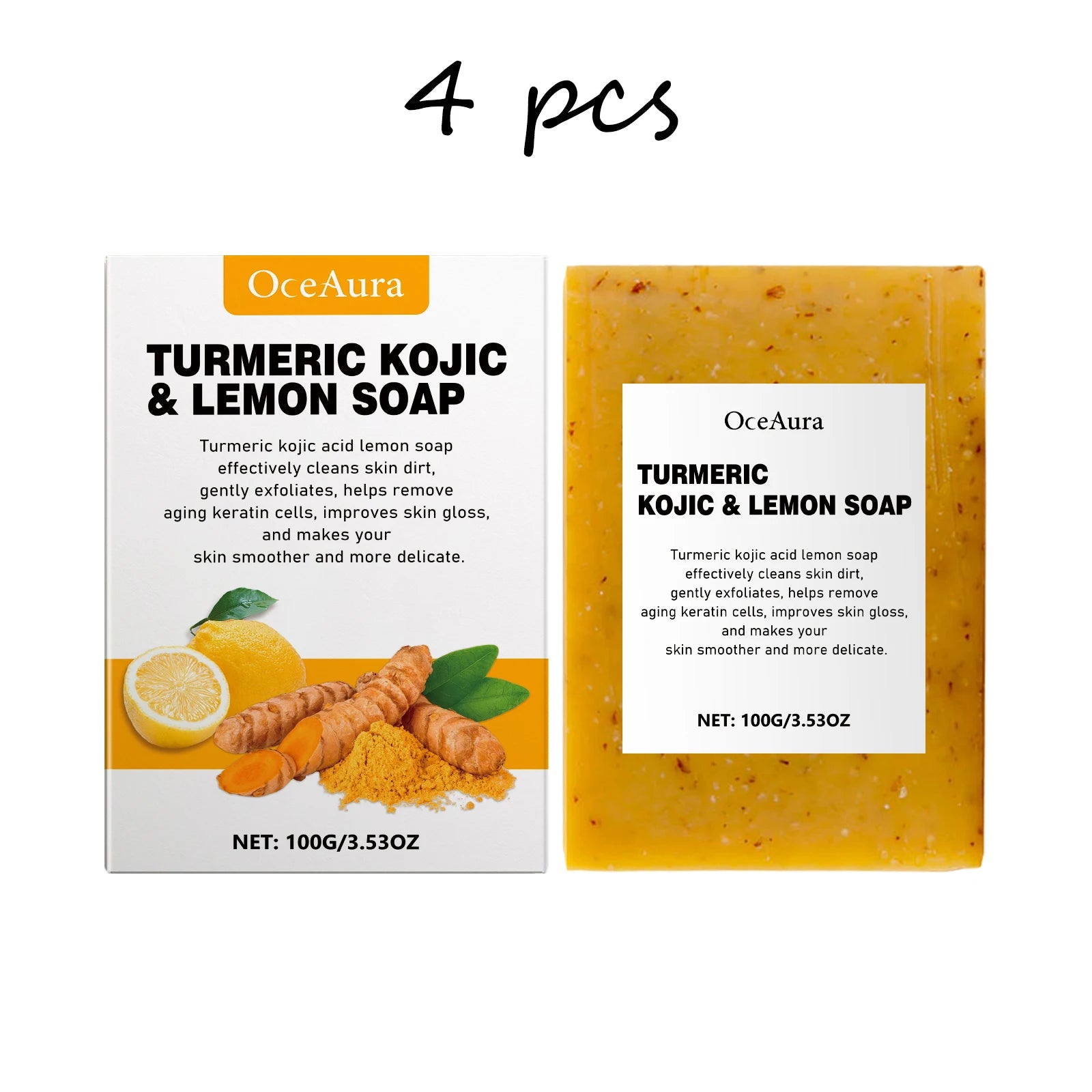 Oceaura Turmeric Lemon Soap Bar for Cleaning Face Body Gentle Cleaning Pores Brightening Skin Tone Smoothing Skin Cleaning Soap Oasis Select buy 2 free 2 United States