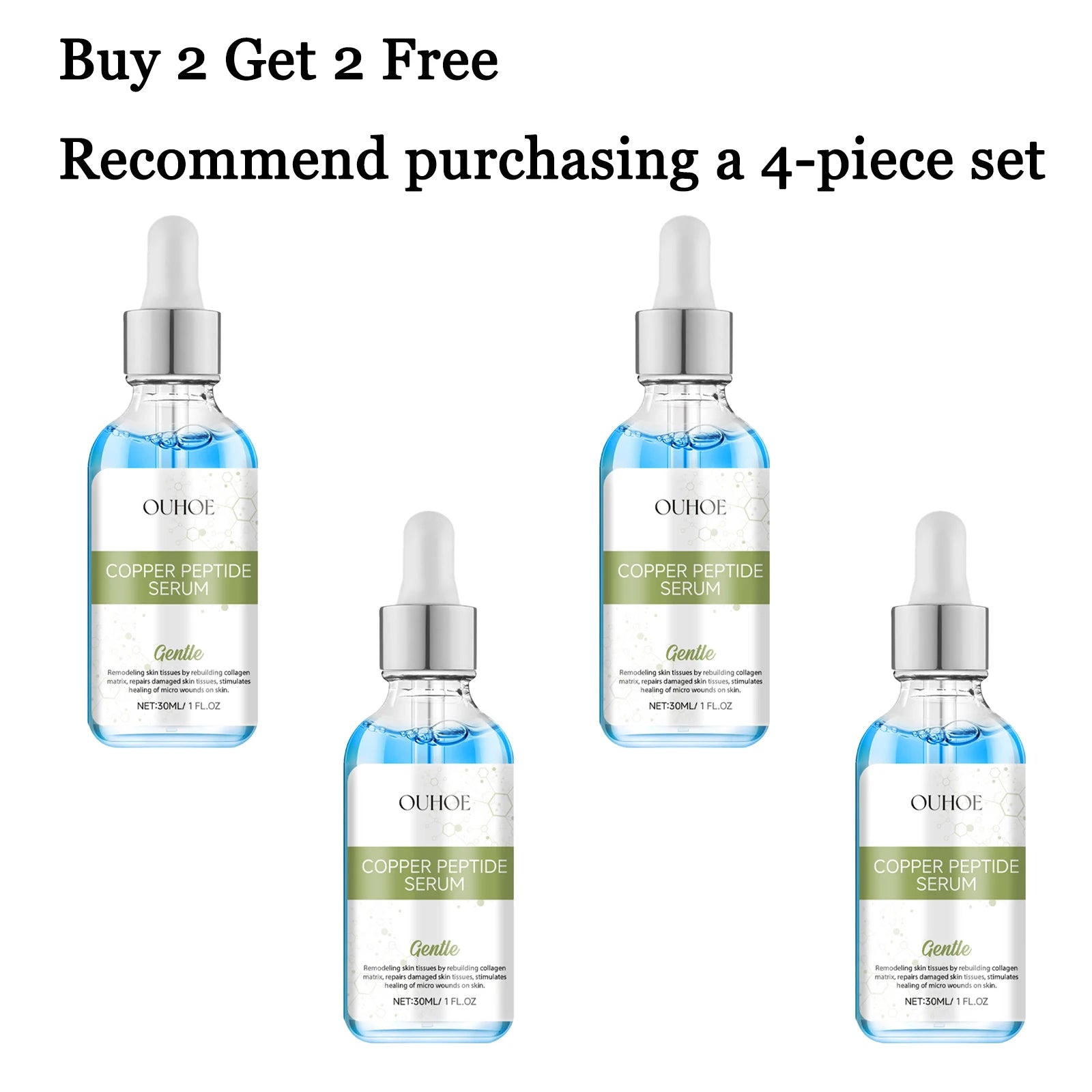 30ML Blue Copper Peptide Face Serum Glowing Moisturizing Improve Skin Texture Tightening Boosts Skin Elasticity Fade Fine Lines Pore Shrink Facial Serum Oasis Select 4 pcs United States