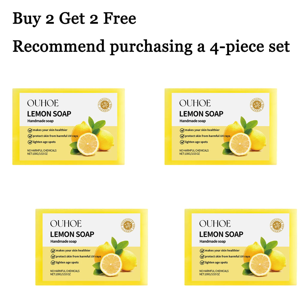 100G Lemon Body Bathing Soaps Gentle Cleaning Dirts Refreshing Oil Control Moisturizing Non-tight Smoothing Bath Soap for Face Oasis Select 4 pcs United States