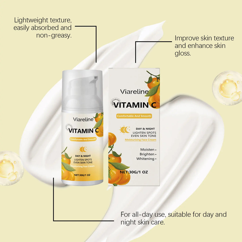 Viareline Vitamin C Face Cream Antioxidant Lifting Smoothing Enhance Skin Elasticity Deep Moisturizing Softening Face Cream Oasis Select