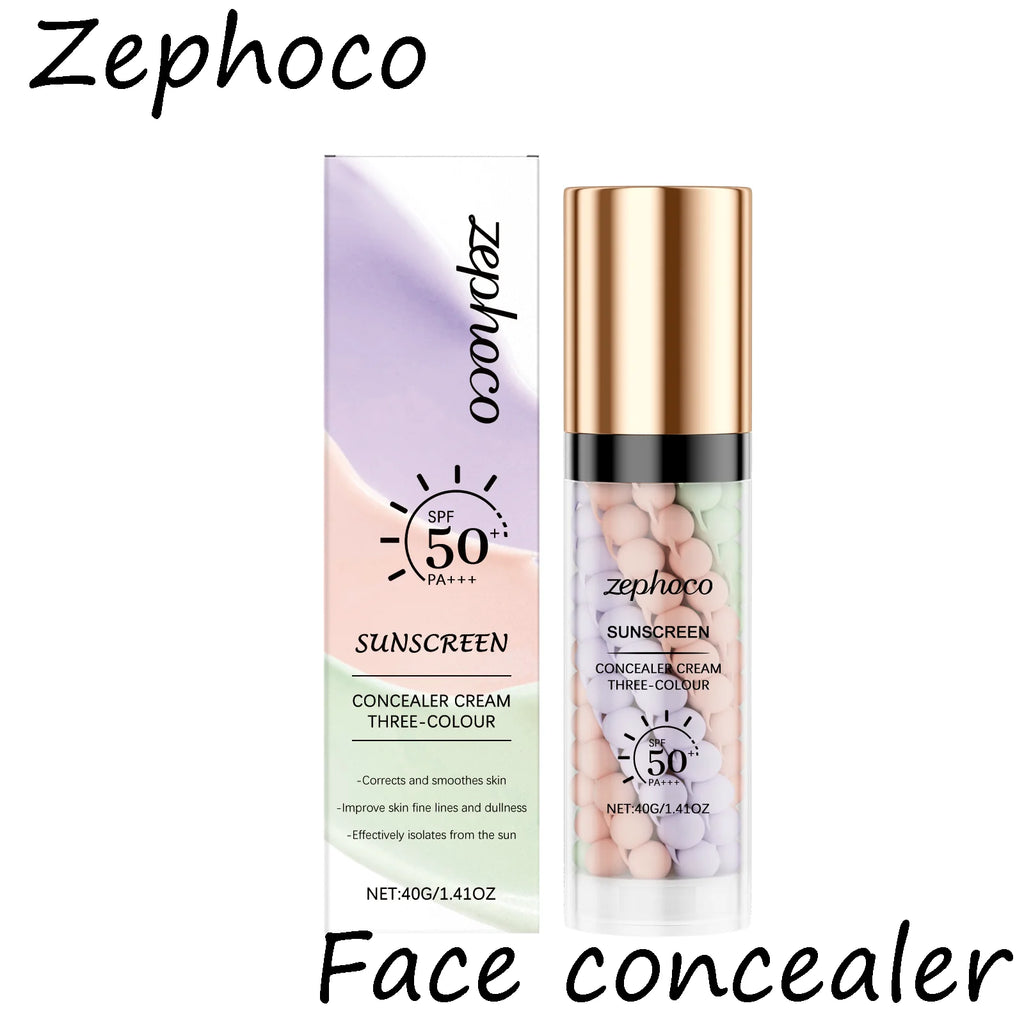 Zephoco 3 Colors Makeup Concealer Sunscreen Light Invisible Pores Moisturizing Non-greasy Breathable Light Concealer Cream Oasis Select
