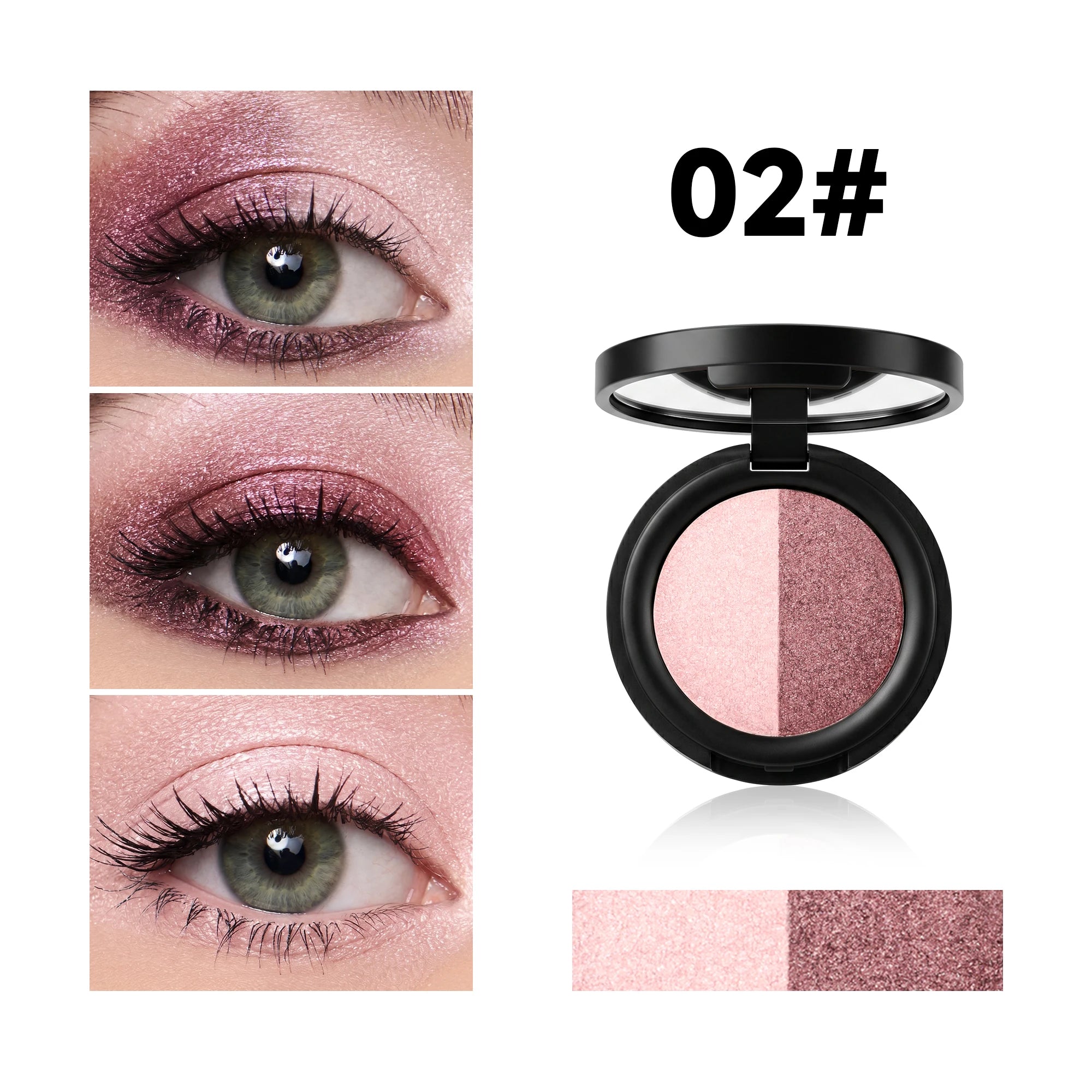 Shimmer Duo Eyeshadow Palette – Pearlescent Glitter 2-Shade Compact