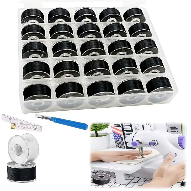 25-Pack Prewound Bobbins for Brother – Class 15 SA156 90WT