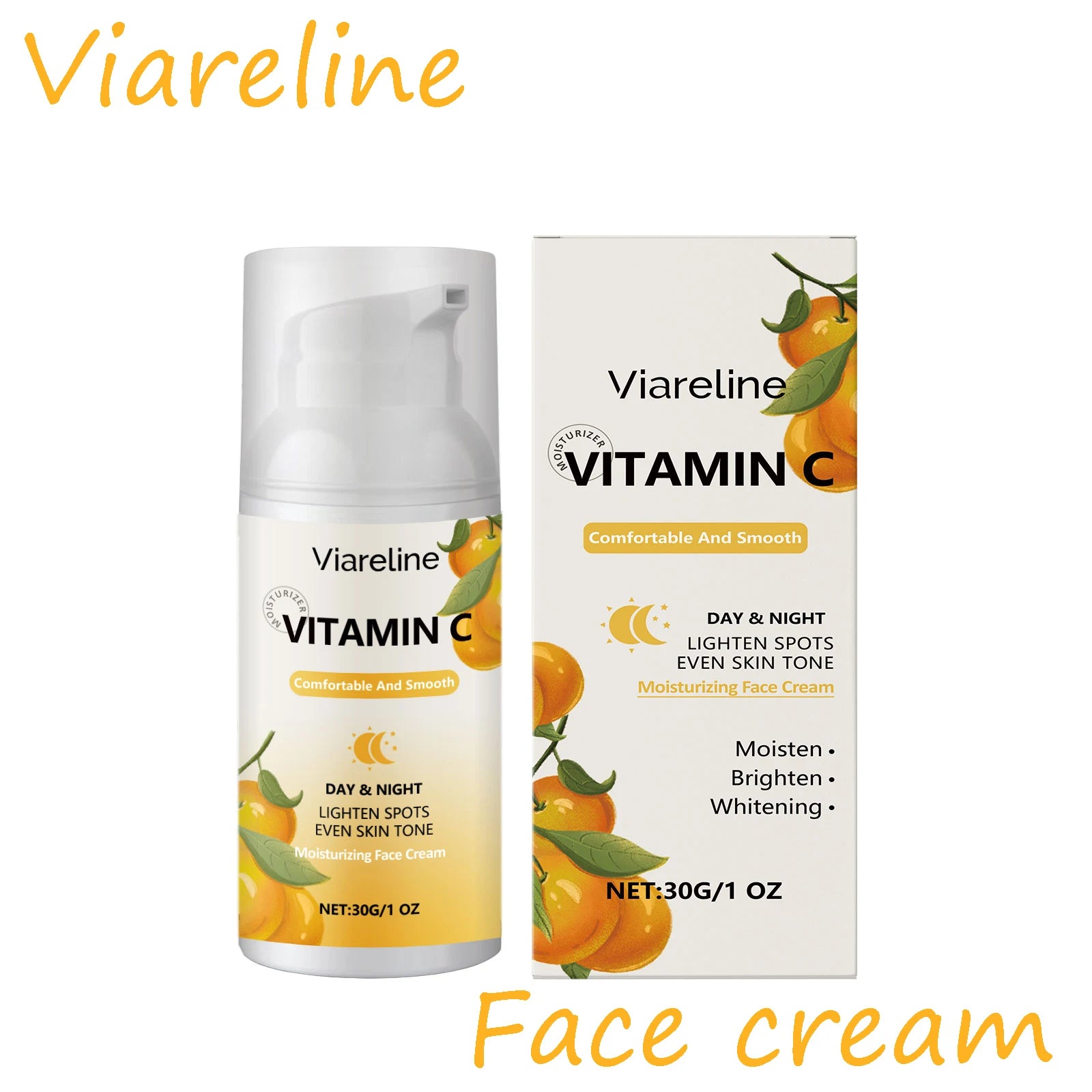 Viareline Vitamin C Face Cream Antioxidant Lifting Smoothing Enhance Skin Elasticity Deep Moisturizing Softening Face Cream Oasis Select