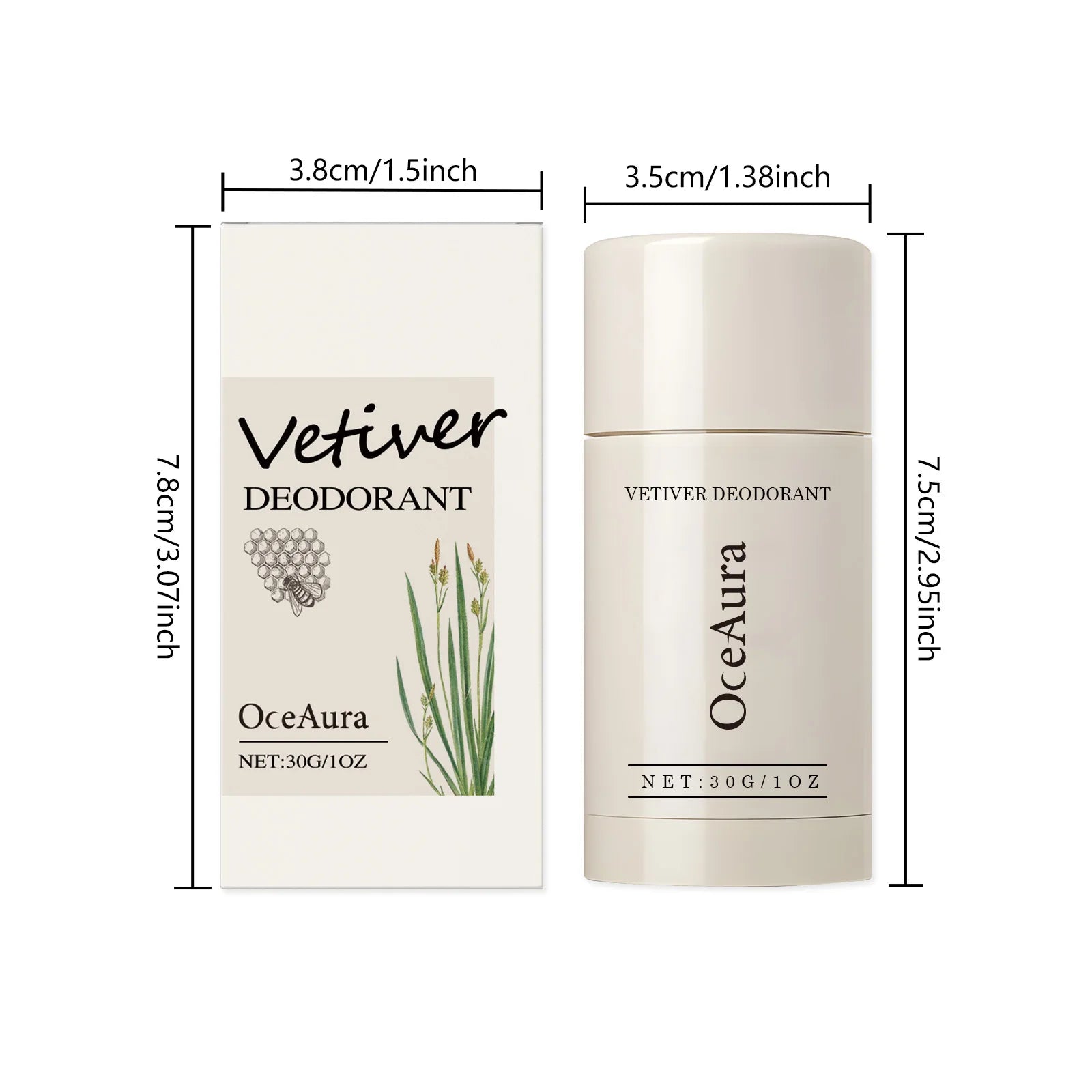 30G Vetiver Body Deodorant Stick Gentle Fresh Scent Non-irritating Eliminate Bad Odor Cleaning Pore Natural Body Deodorant Stick Oasis Select