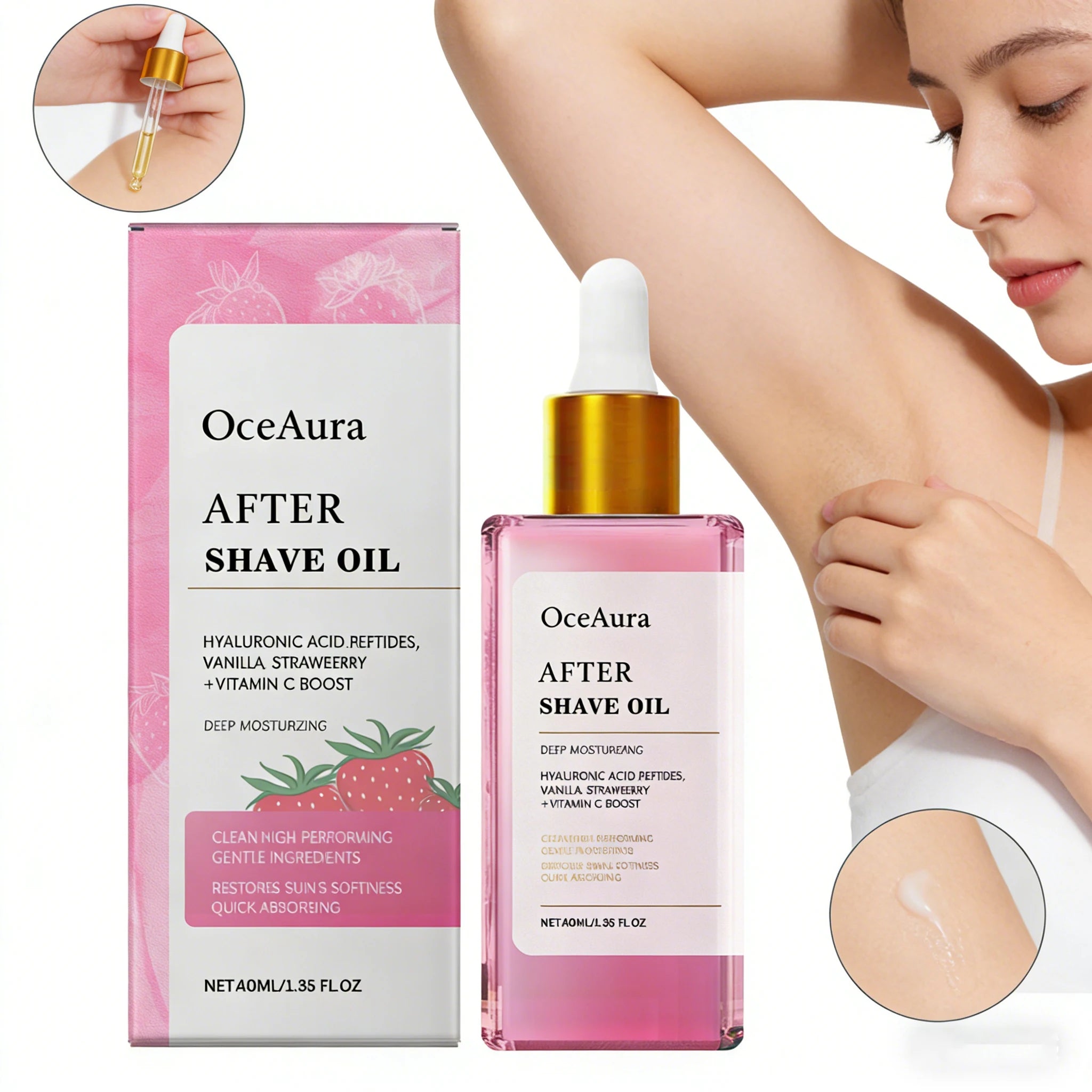 40ML Strawberry After-shaving Essence Oil Deep Moisturizing Non-greasy Smoothing Relief Discomfort Skin Protection Daily Care Oasis Select