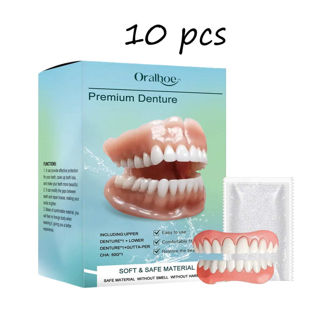 Oralhoe Silicone Fake Teeth Set Natural False Tooth Denture Comfortable Filling Teeth Gap Safe Simple Perfect Smile Firm Denture Oasis Select buy 4 free 6 United States