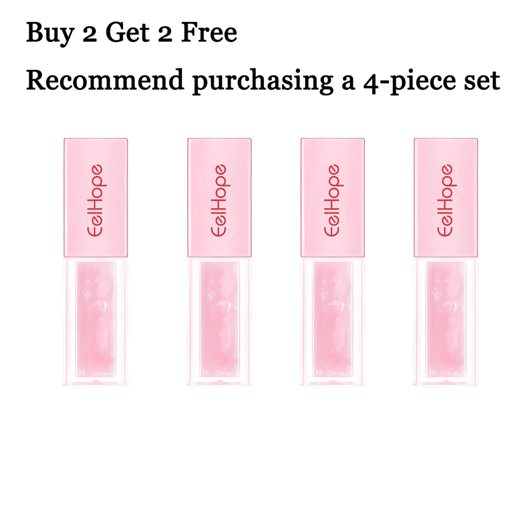 4ML Lip Gloss Moisturizing Reduce Lip Lines Improve Skin Texture Lasting Bright Color Restoring Gloss Non-sticky Beauty Makeup Lip Balm Oasis Select 4 pcs United States