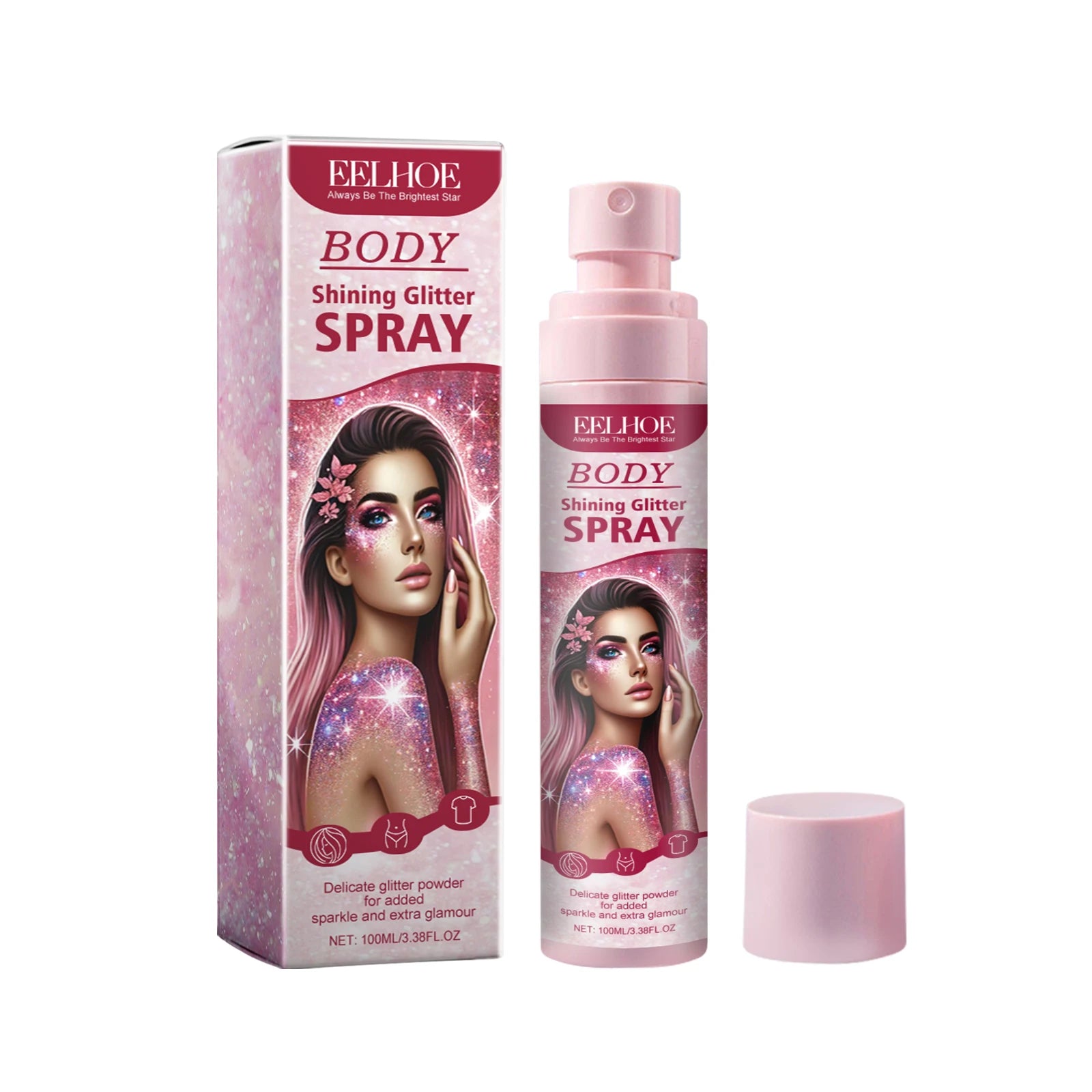 EELHOE Body Highlight Glitter Spray Temporary Hair Body Glitter Color Spray Shiny Makeup High Gloss Natural Body Shimmer Spray Oasis Select 100g United States