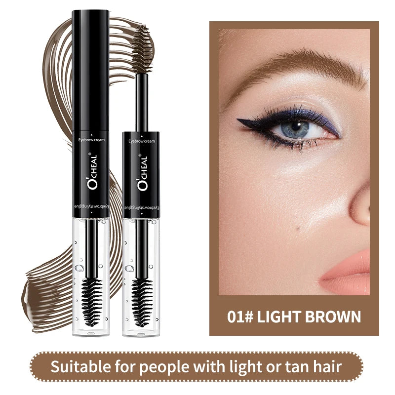O'cheal 2 In 1 Mascara Double Head Black Curled Lashes Mascara Eyebrow Styling 3D Feathery Wild Brow Wax Eyebrows Brush Mascara Oasis Select 01 LIGHT BROWN