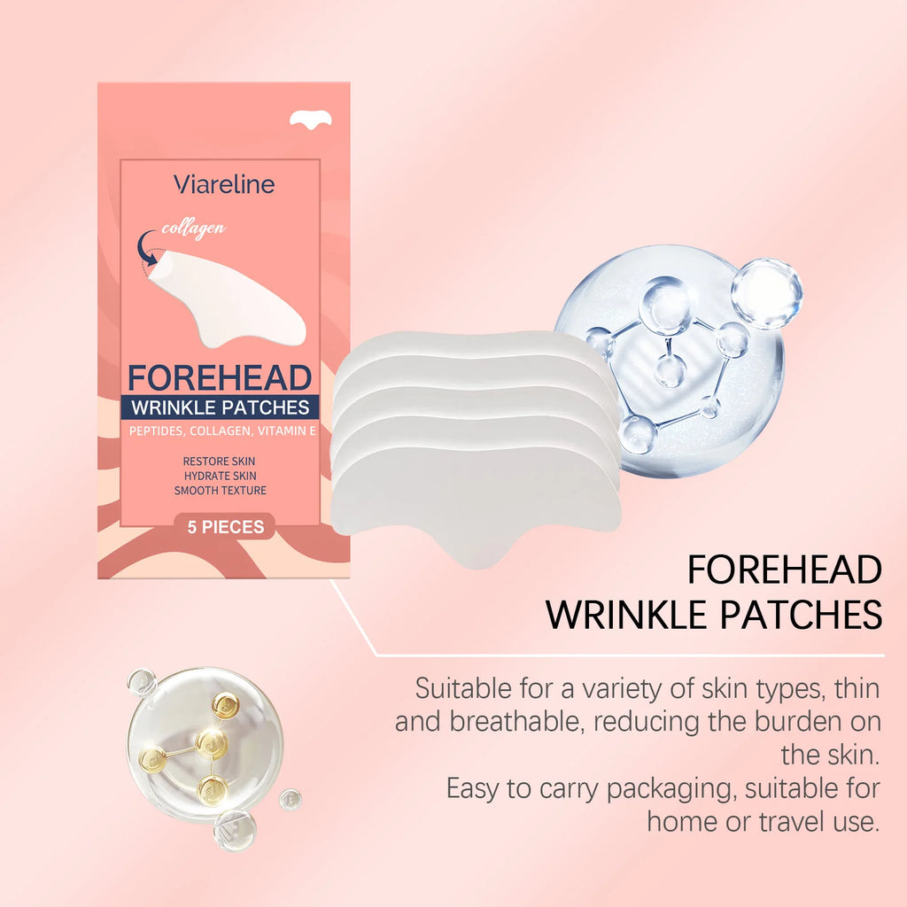 5PCS Collagen Forehead Patches Deep Moisturizing Remove Wrinkles Improve Skin Texture Enhance Firmness Smooth Forehead Care Mask Oasis Select