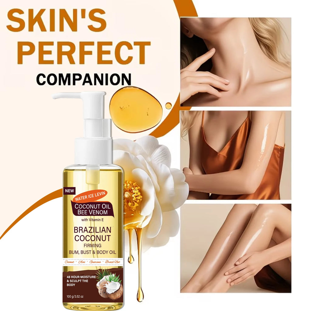 Brazilian Coconut Firming Body Oil, 48H Moisture & Sculpting with Acai, Guarana & Hyaluronic Acid for Bum & Bust Oasis Select