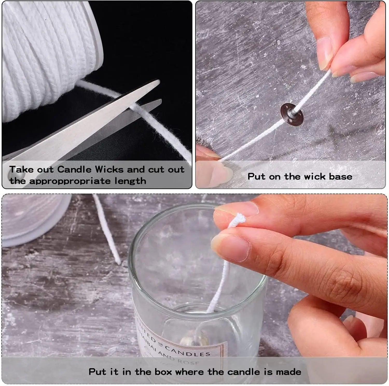 2 Rolls Candle Wick 61m Cotton Candlewick Core Braided Wick for Candle DIY and Making