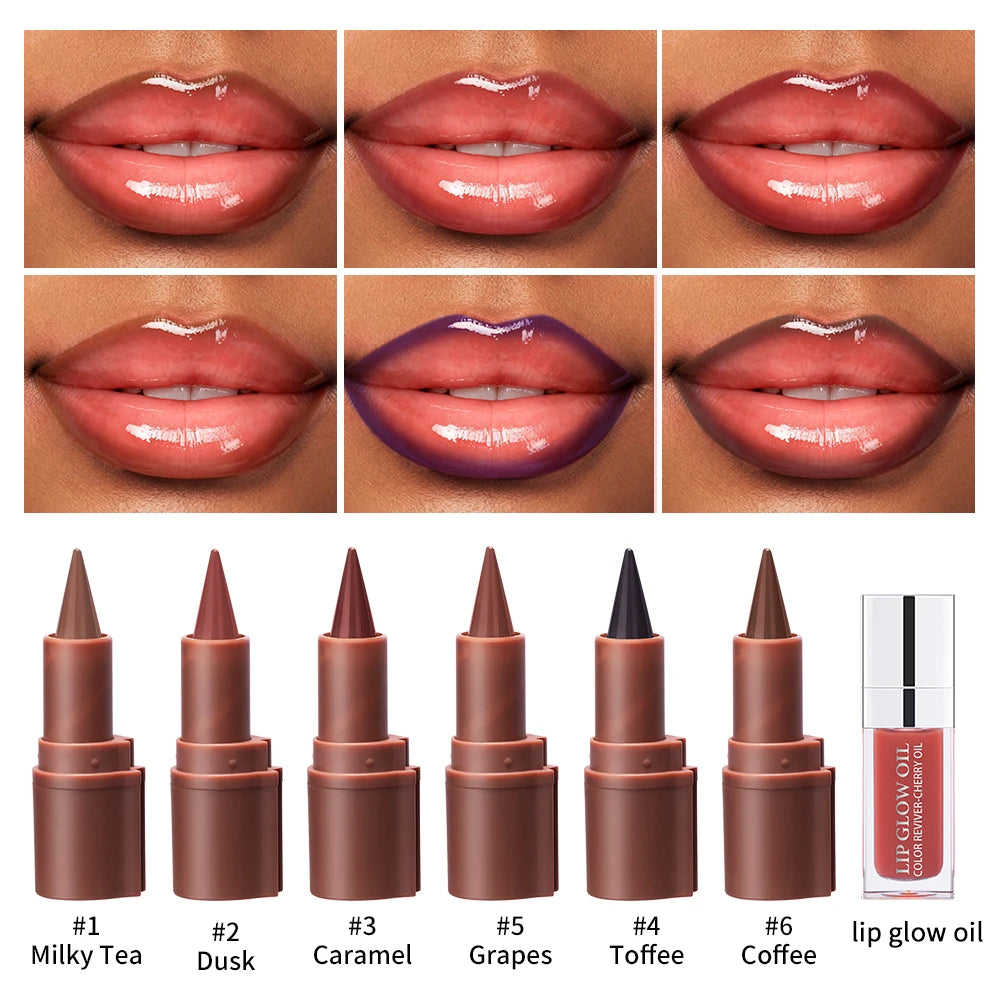 2pcs Nude Lip Combo Set Dark Brown Lip Liner With Glossy Pink Nude Gloss Shiny Long Lasting Lip Glossy Lips Lightweight Feel Ma Oasis Select