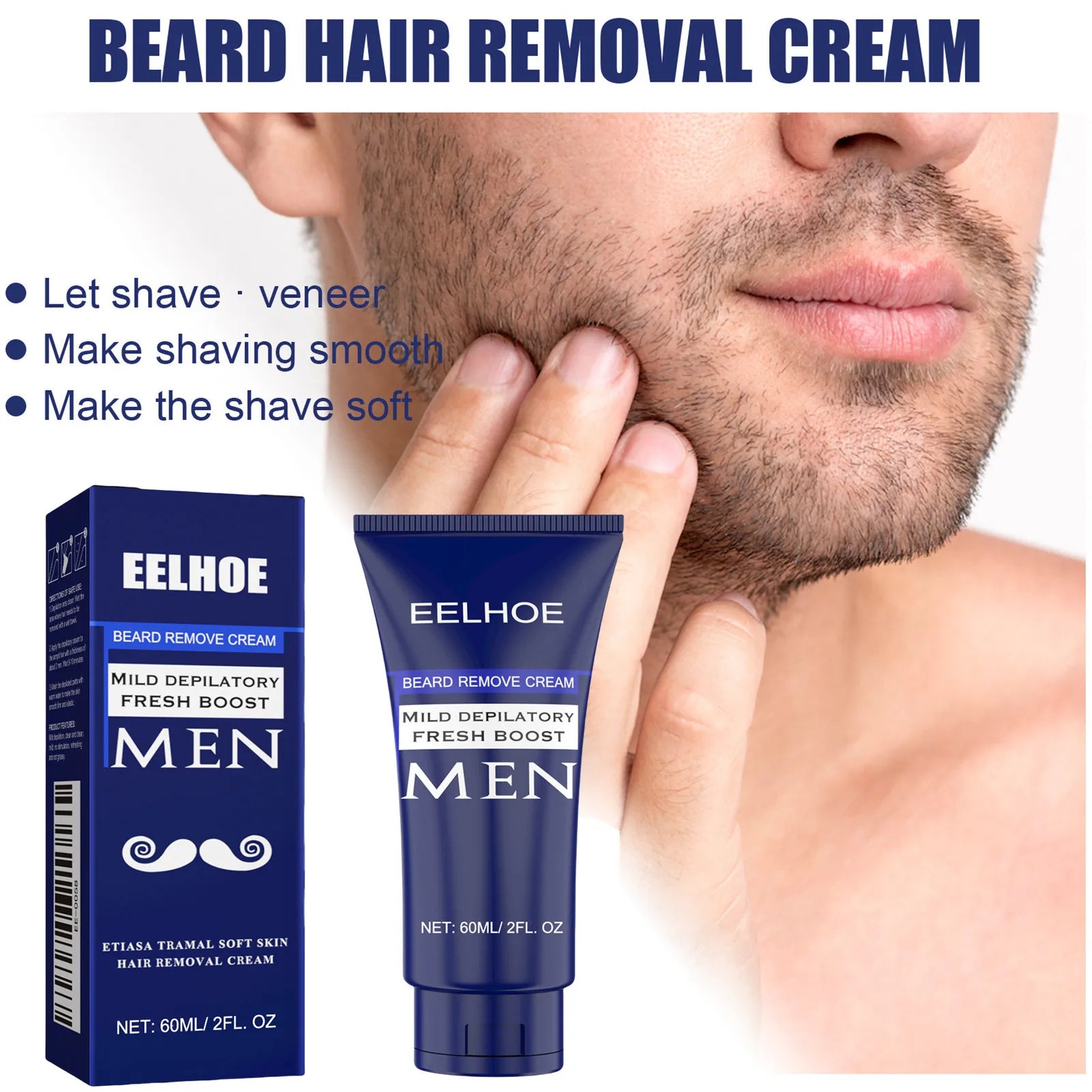 EELHOE Men Hair Removal Cream Beard Shaving Cream Hair Growth Inhibitor Armpit Hair Remover Painless Permanent Depilatory Cream Oasis Select