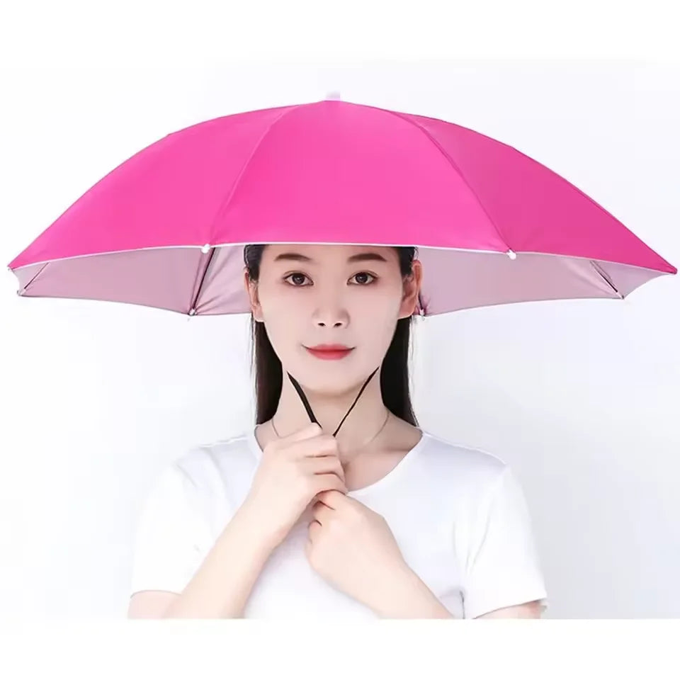 Head-Mounted Umbrella Hat Parasol Summer Rainproof Sunscreen Outdoor Fishing Climbing Umbrella Hat Head-Mounted Hat Oasis Select meihongse