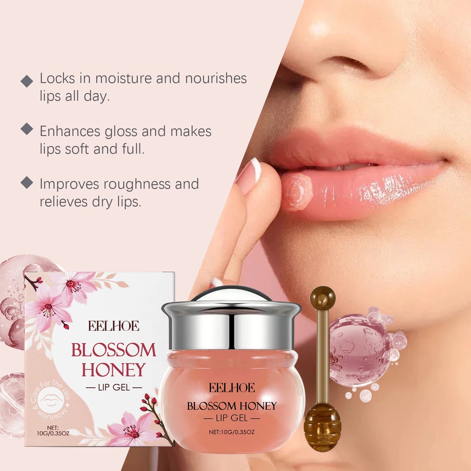 10G Blossom Honey Lip Gel Deep Moisturizing Enhance Smoothness Enhance Gloss Nourishing Skin Improve Skin Texture Boosts Skin Elasticity Lip Balm Oasis Select