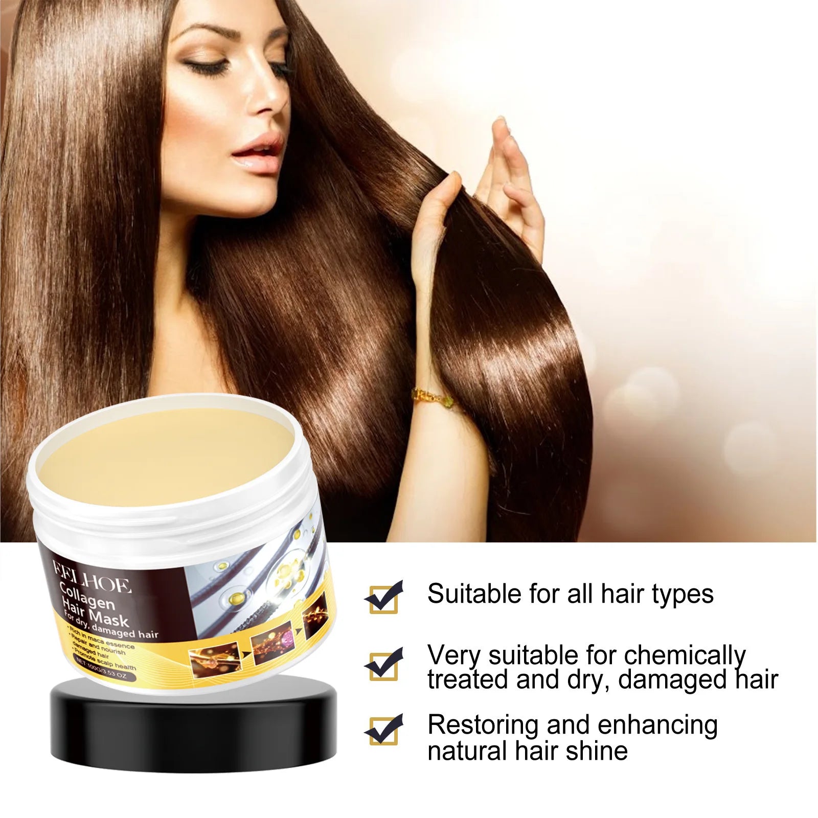 EELHOE Hair Repair Mask Collagen Nourishing Hair Mask Improve Damaged Hair Repair Smoothing Treatment Straightening Conditioner Oasis Select