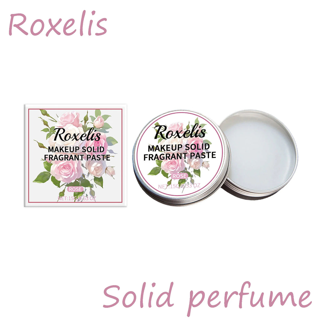 Roxelis Floral Solid Perfume Portable Pocket Elegant Fragrance Lasting Enhance Charms Body Deodorant Female Makeup Solid Balm Oasis Select