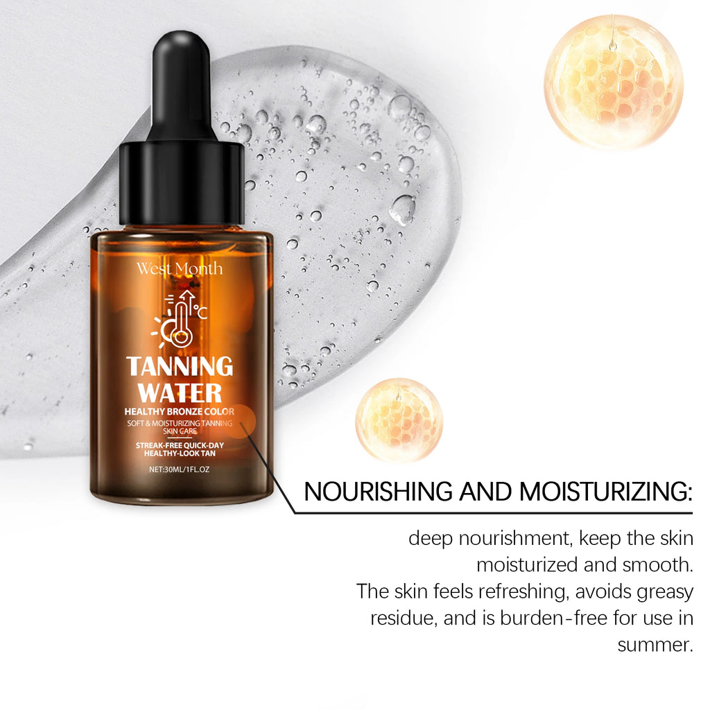 30ml Body Tanning Serum Summer Outdoor Moisturizing Sunless Tanning Enhance Health Gloss Smoothing Natural Bronze Wheated Non-sticky Tanning Serum Oasis Select